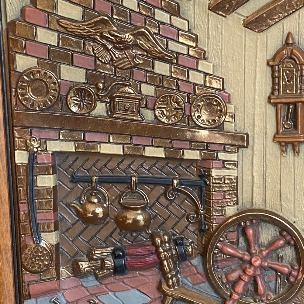 Vintage Hand Colored Turner Accessory Early American Scene 3D Wall Hangings Set - Picture 7 of 16